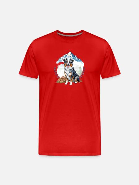 Aussie Dog Landscape Nature Illustration - Men's Premium Organic T-Shirt - red