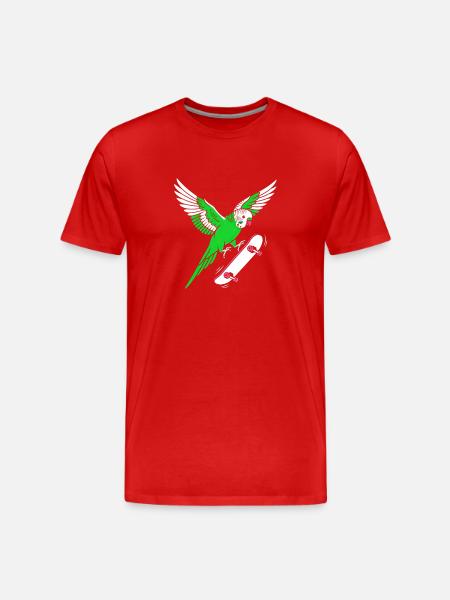 Green Skateparrot Cartoon - Men's Premium Organic T-Shirt - red