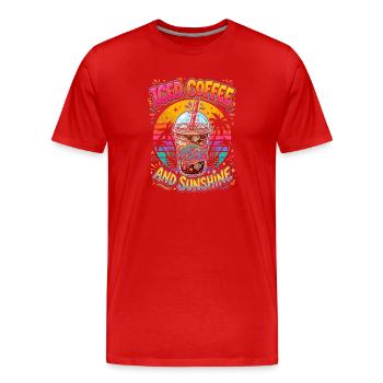 Iced Coffee and Sunshine - Men's Premium Organic T-Shirt - red - Front - Damien (186cm)