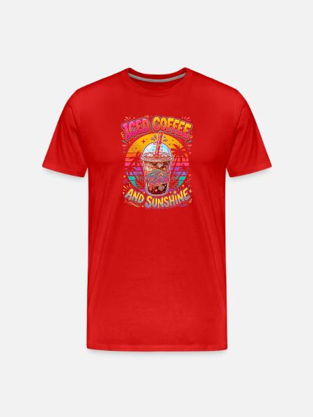 Iced Coffee and Sunshine - Men's Premium Organic T-Shirt - red