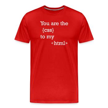 Motif de programmeur drôle pour les développeurs web - T-shirt bio Premium Homme - rouge - Devant - Damien (186cm)