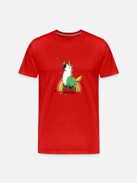 Einhorn mit Regenbogenzauber - Männer Premium Bio T-Shirt - Rot