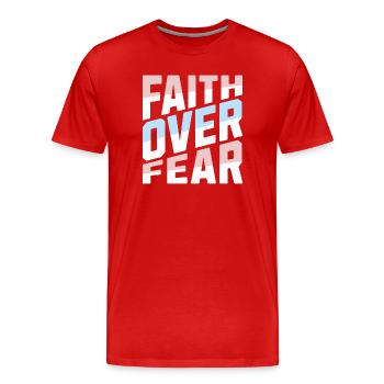 Faith Over Fear Pastell Christlich Inspirierend - Männer Premium Bio T-Shirt - Rot - Vorne - Damien (186cm)