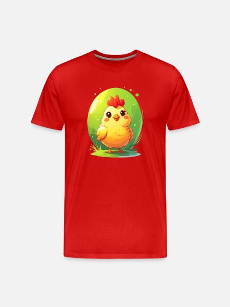 Cute chicken - Men's Premium Organic T-Shirt - red