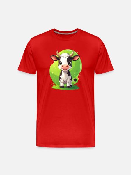 cute cow - Men's Premium Organic T-Shirt - red