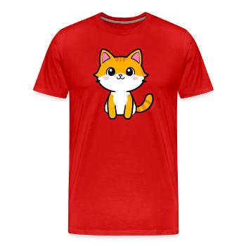 Kawaii Orange Kitten Cartoon - Men's Premium Organic T-Shirt - red - Front - Damien (186cm)