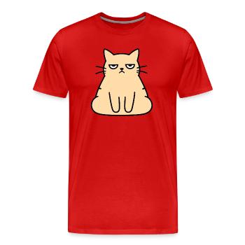 Grumpy Lounge Cat - Men's Premium Organic T-Shirt - red - Front - Damien (186cm)