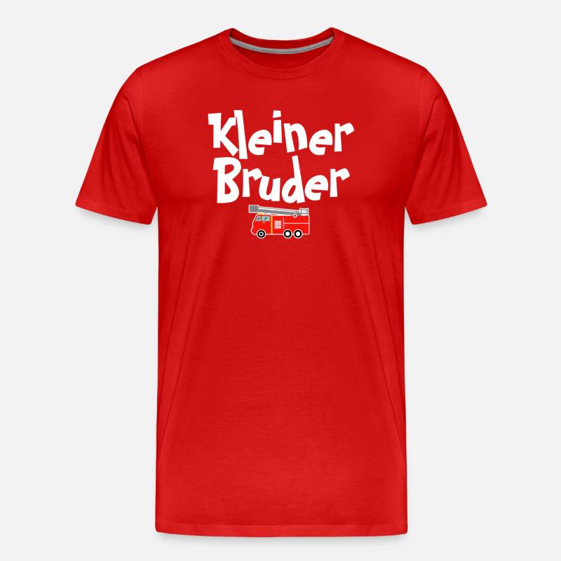 Kleiner Bruder Feuerwehrheld - Männer Premium Bio T-Shirt - Rot