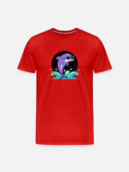 Lila Delfin-Chic-Brille - Männer Premium Bio T-Shirt - Rot