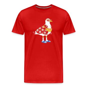 Mouette marguerite en look d’été - T-shirt bio Premium Homme - rouge - Devant - Damien (186cm)
