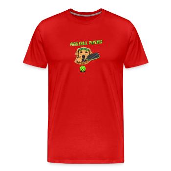 Pickleball Hund Golden Retriever - Männer Premium Bio T-Shirt - Rot - Vorne - Damien (186cm)