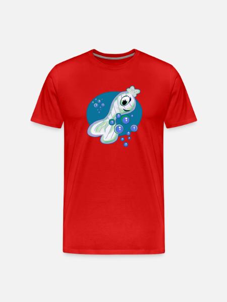 Cartoonish creature children fish - Men's Premium Organic T-Shirt - red