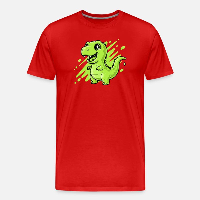 Grüner Schleim Dino Comic - Männer Premium Bio T-Shirt - Rot