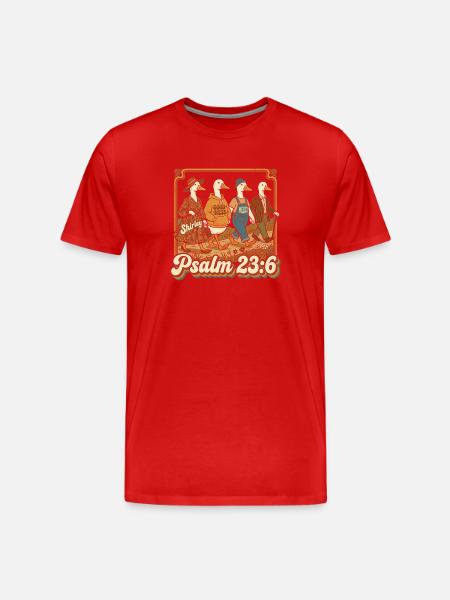 Psalm 23:6 Duck Families Retro - Men's Premium Organic T-Shirt - red
