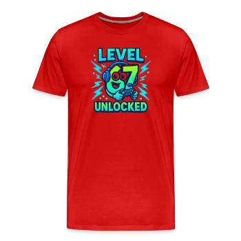 Level 67 Unlocked Six Seven Italian Brainrot Gamer - Men's Premium Organic T-Shirt - red - Front - Damien (186cm)