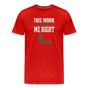 lumberjack therapy, logger therapy humor, - Men's Premium Organic T-Shirt - red - Front - Damien (186cm)