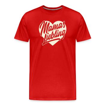 Mamas Liebling Herz Schrift - Männer Premium Bio T-Shirt - Rot - Vorne - Damien (186cm)
