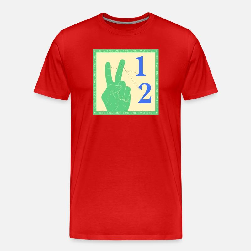 Retro One Two Counting Handgrafik - Männer Premium Bio T-Shirt - Rot