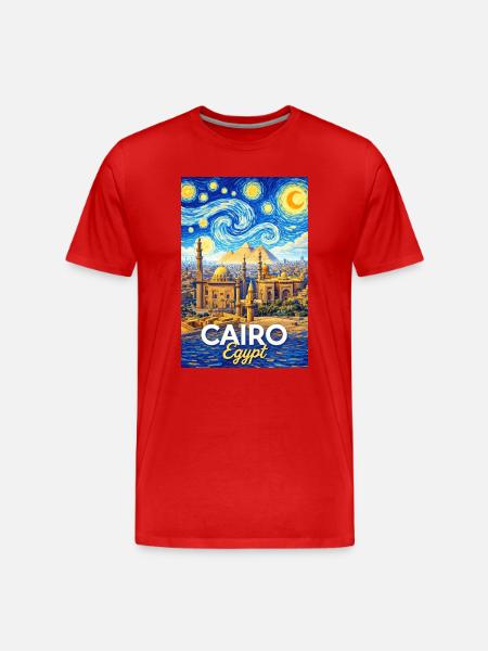 Cairo Nights: Pyramider og stjerner - Herre Premium T-shirt økologisk - rød