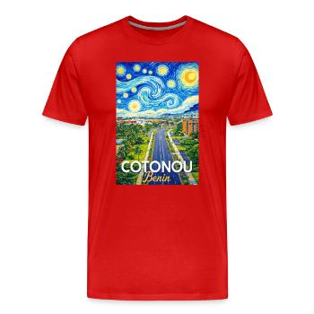 Cotonou Straße Sternenhimmel - Männer Premium Bio T-Shirt - Rot - Vorne - Damien (186cm)