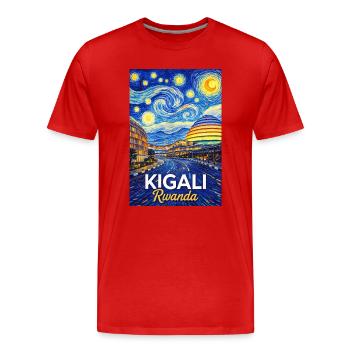Silhouette étoilée de Kigali au Rwanda - T-shirt bio Premium Homme - rouge - Devant - Damien (186cm)