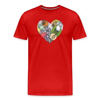 Collage Cœur de Fruit - T-shirt bio Premium Homme - rouge - Devant - Damien (186cm)