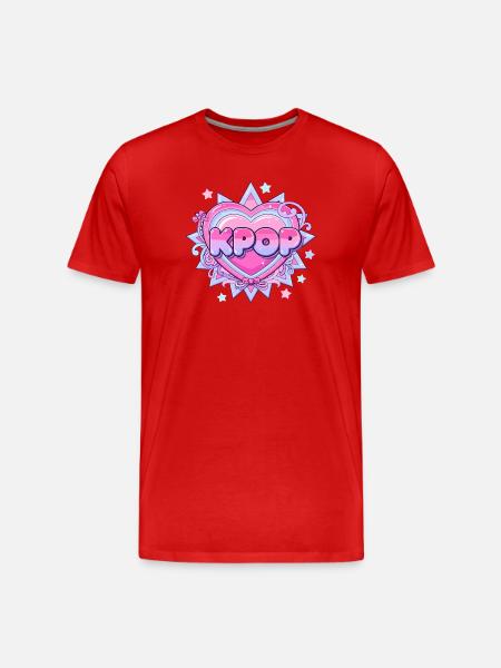 KPOP Pastel Heart Glow Design - Men's Premium Organic T-Shirt - red