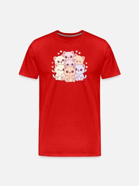Pastel Cat Gang - Men's Premium Organic T-Shirt - red
