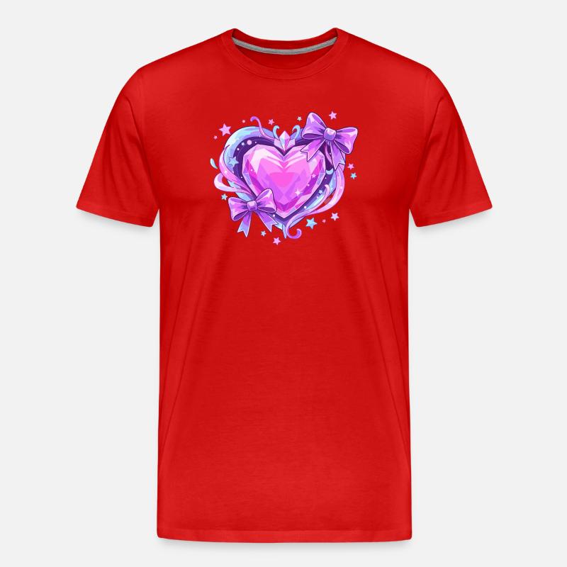 Lila Kristallherz mit Schleifen - Männer Premium Bio T-Shirt - Rot