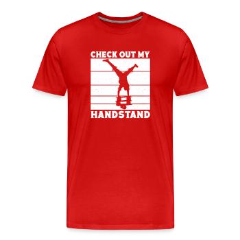 Graphisme de cirque Découvrez mon idée cadeau sur le poirier - T-shirt bio Premium Homme - rouge - Devant - Damien (186cm)