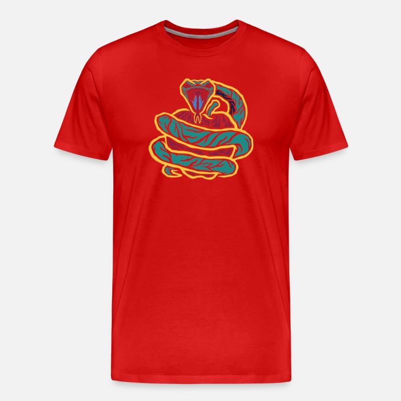 Gekringelte Schlange Neon - Männer Premium Bio T-Shirt - Rot