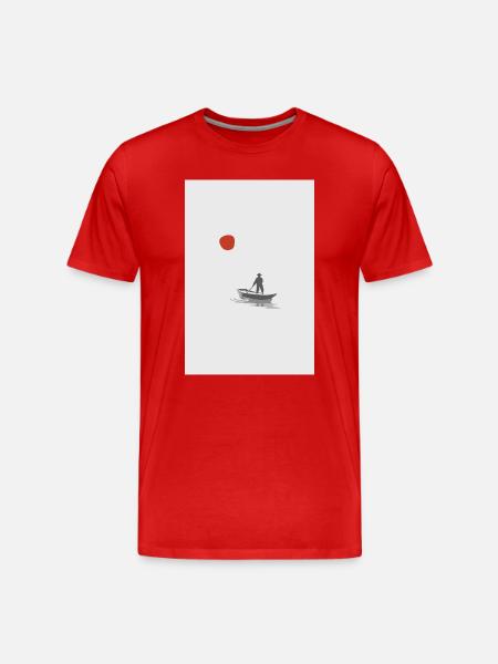 Quiet Waters – Minimalist Boat Scene - Männer Premium Bio T-Shirt - Rot
