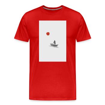 Red Sun Serenity – Japanese Minimal Art - Männer Premium Bio T-Shirt - Rot - Vorne - Damien (186cm)