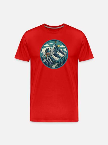 Bjergbestigningseventyr Summit-motiv - Herre Premium T-shirt økologisk - rød