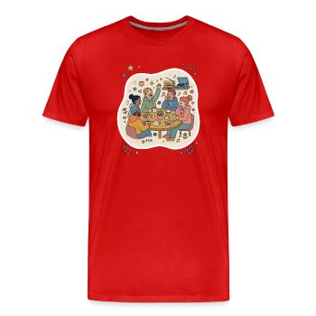 Friends meeting coffee music - Men's Premium Organic T-Shirt - red - Front - Damien (186cm)