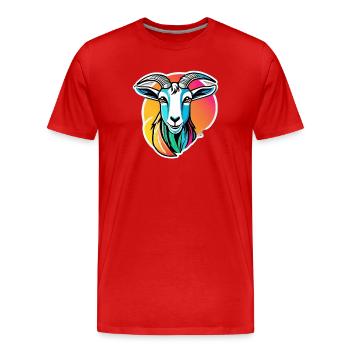 Bunte Regenbogenziege - Männer Premium Bio T-Shirt - Rot - Vorne - Damien (186cm)
