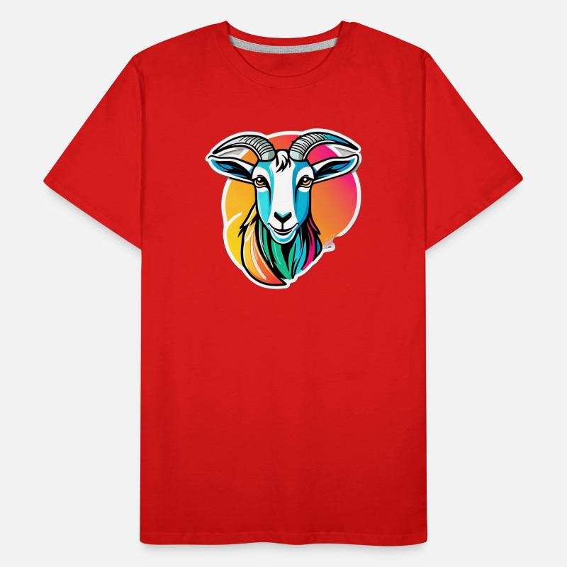 Chèvre arc en ciel colorée T-shirt bio Premium Homme