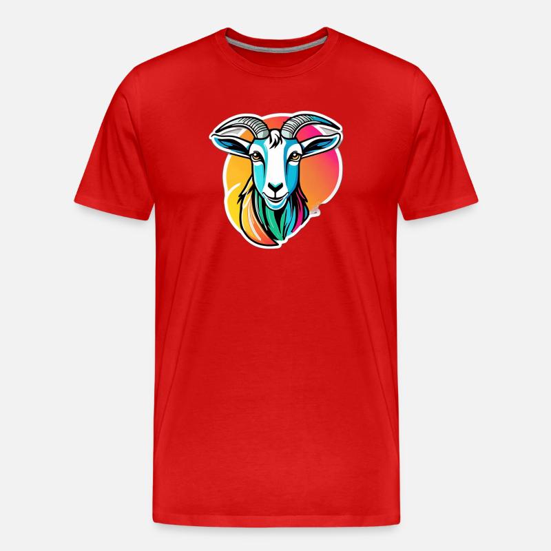Chèvre arc en ciel colorée - T-shirt bio Premium Homme - rouge