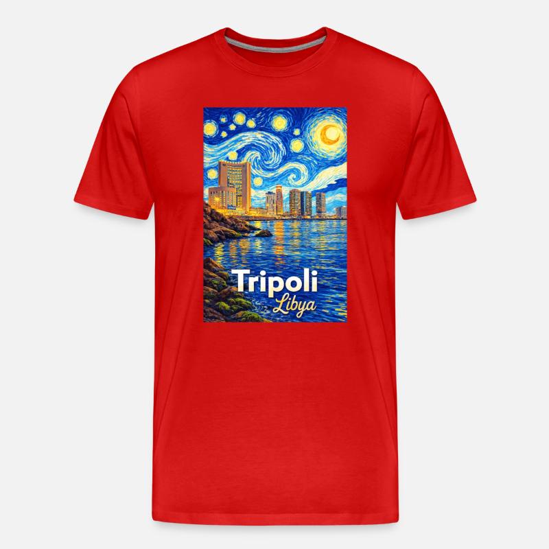 Tripoli Libya Starry Night - Männer Premium Bio T-Shirt - Rot