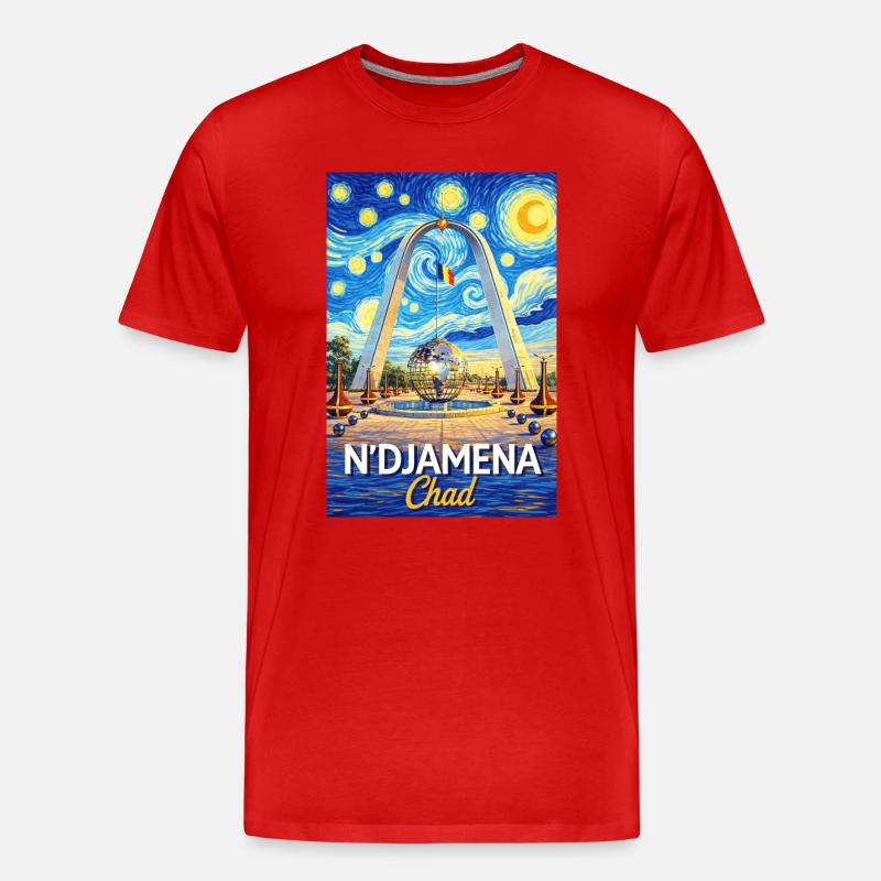 N-Djamena Chad Starry Night - Männer Premium Bio T-Shirt - Rot