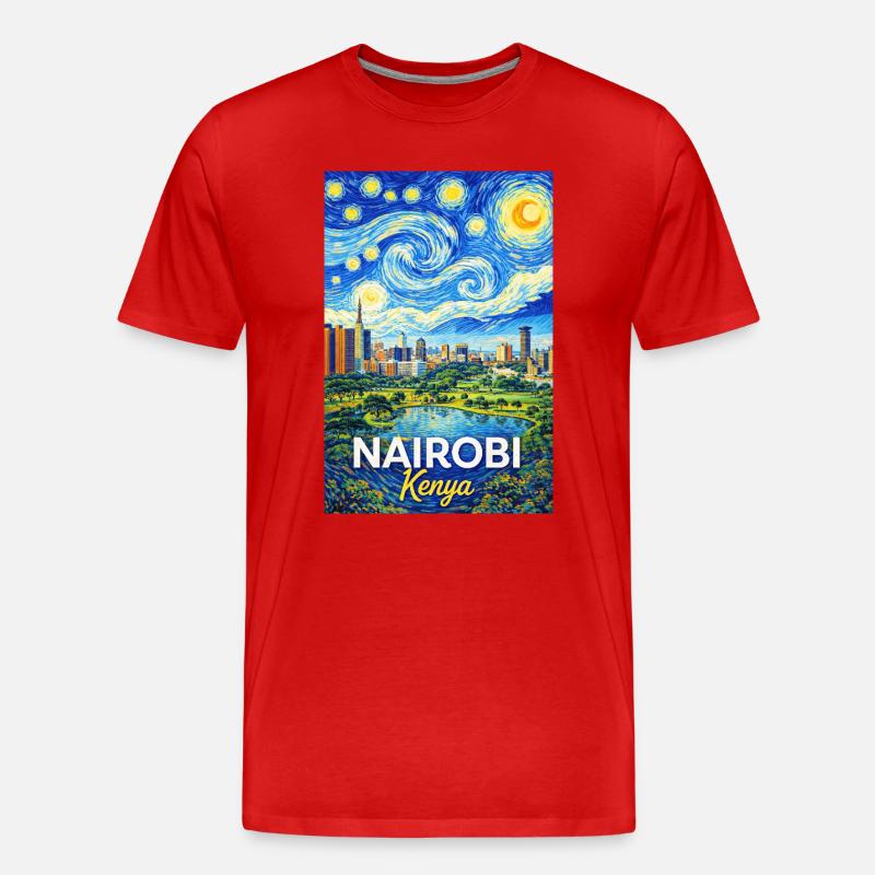 Nairobi Kenya Starry Night - Männer Premium Bio T-Shirt - Rot