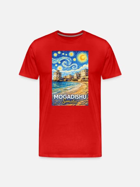 Mogadishu Somalia Starry Night - Men's Premium Organic T-Shirt - red