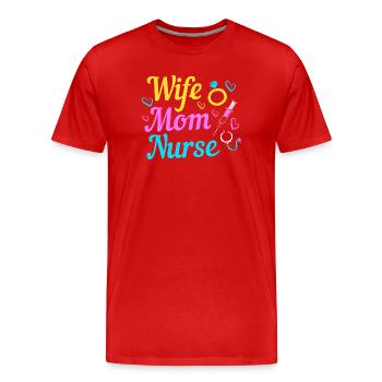 Nursing Nurse Hospital Gift - Men's Premium Organic T-Shirt - red - Front - Damien (186cm)
