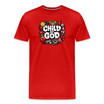 Enfant de Dieu - T-shirt bio Premium Homme - rouge - Devant - Damien (186cm)