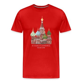 Moskau, Handgezeichnete Basiliuskathedrale - Männer Premium Bio T-Shirt - Rot - Vorne - Damien (186cm)
