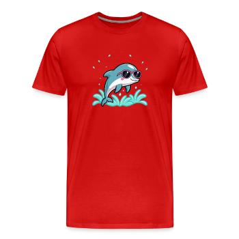 Dolphin surfer chic roseglasses - Men's Premium Organic T-Shirt - red - Front - Damien (186cm)