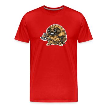 Sowbug Krieger Steampunk Axt Kupferrüstung - Männer Premium Bio T-Shirt - Rot - Vorne - Damien (186cm)