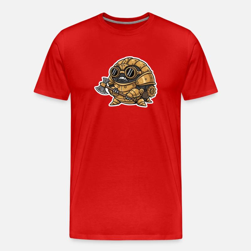 Sowbug Krieger Steampunk Axt Kupferrüstung - Männer Premium Bio T-Shirt - Rot