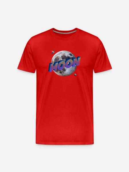 Moon - Outer Space Series - Men's Premium Organic T-Shirt - red