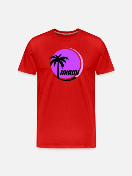 Miami Palm Trees Neon Retro - Men's Premium Organic T-Shirt - red